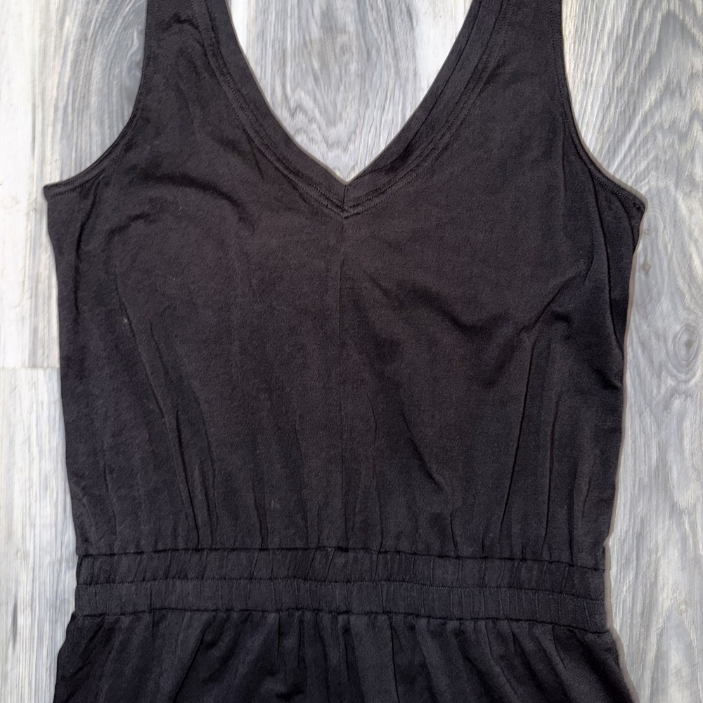 Pact Womens S Black Organic Cotton Blend Tank Cropped Jumpsuit Romper Stretch - Picture 7 of 8
